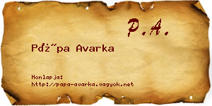 Pápa Avarka névjegykártya